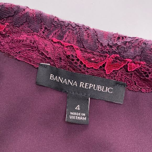Banana Republic | Burgundy Purple Stripe Button Down Lace Dress - Picture 7 of 7